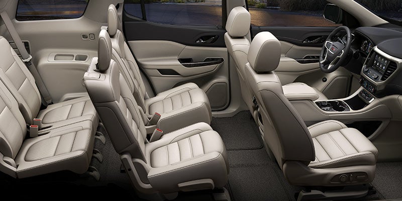Side view of the 2023 GMC Acadia three-row seating and cabin.