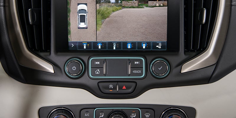 Terrain dashboard screen showing backup camera view.