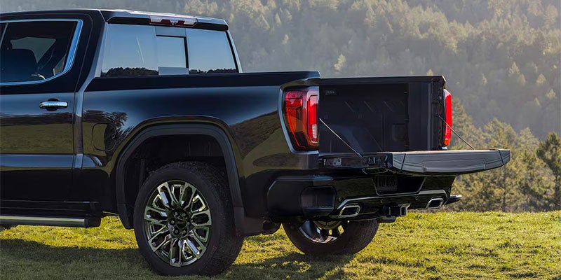Black truck tailgate down