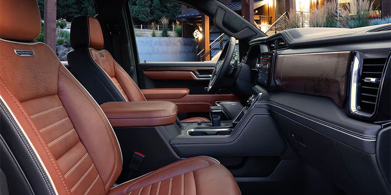 Brown leather truck interior